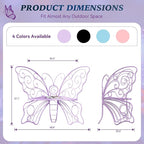 49 Inch Outdoor Bench, Purple Garden Bench with Metal Frame, Weatherproof Butterfly Front Porch Benches for Lawn, Garden, Yard, Balcony