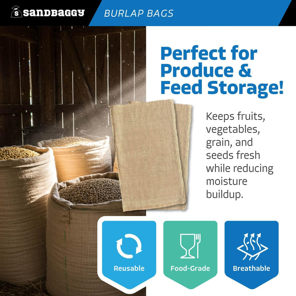 Sandbaggy Burlap Bags Large 24" x 40" - Potato Sack Race Bags for Kids & Adults | Perfect Birthday Party Game | Shrub & Plant Frost Protection - Food Grade (Pack of 1)