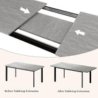 63"- 78.7" Extendable Dining Table, Thickened Expandable MDF Wooden Kitchen Table with Metal Legs, Scratch-Resistant, Easy to Clean