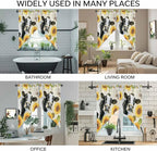 Yellow Sunflowers Swag Valances for Windows, Country Cow Flower Butterfly Farmhouse Cream Rod Pocket Kitchen Curtains Valance, Kitchen Window Curtains Swag for Cafe Living Room, 2 Panels, 36x45 inch