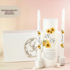 Unity Candles for Wedding, Modern Unity Set, Custom and Personalized Pillar and Taper Candles with Bible Quote, Unscented White Premium Wax, Religious and Wedding Ceremony, Special Events