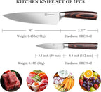 KEEMAKE Professional Chef Knife Set 2 Pieces - Kitchen Knives High Carbon Stainless Steel Ultra Sharp Blade & Ergonomic Pakkawood Handle, Perfect for Meat Cutting, Vegetable Chopping & Culinary Gifts