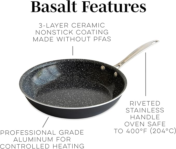 Nordic Ware Basalt Aluminum Saute Skillet, 8-Inch, Ceramic Coating