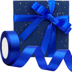 Blue Solid Satin Ribbon 1 Inch 25 Yards Solid Polyester Fabric Ribbon for Gift Wrapping Wedding Christmas Baby Shower Birthday Party Decoration Handmade Immortal Flower Craft
