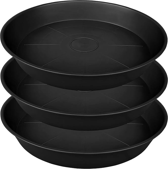 3 Pack of 20 22 inch Plant Saucer (19.2 Inch Base), 3.6" Depth Tray, Bath Baths Bowl for Garden, Large Deep Plastic Plant Trays for Indoors Outdoor, Tray for Planter 19-23" (22", Black)