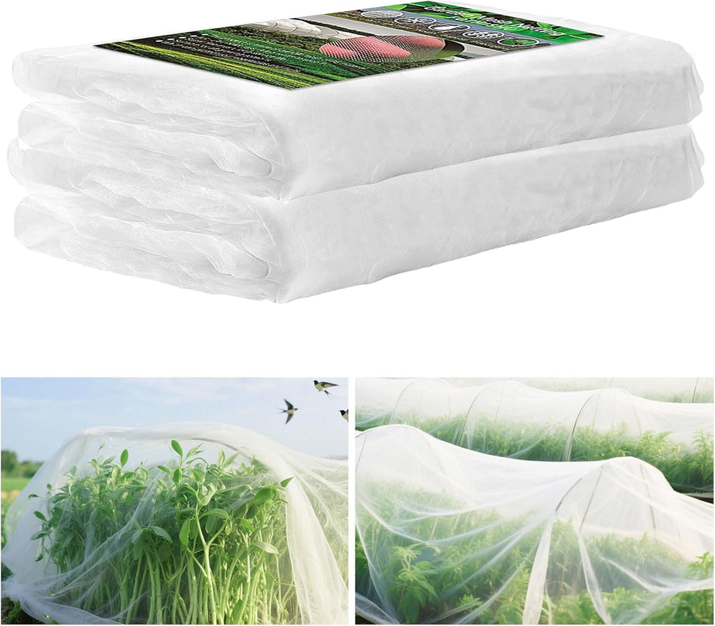 FOTMISHU Garden Netting 10x33FT 2 Packs Ultra Fine Mesh Netting Bird Barrier Protection Vegetable Fruit Tree Bushes Plant Cover for Raised Bed