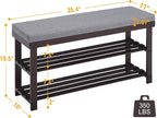 Apicizon 3-Tier Shoe Rack for Entryway, Bamboo Shoe Bench with Cushion Padded Seat, Small Shoe Organizer with Storage for Indoor Entrance Hallway Bedroom Living Room, 35.4 Inches, Brown