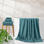 8 Piece Extra Large Bath Towels Set,2 Oversized 35"x70" Bath Towel Sheets,2 Hand Towels and 4 Washcloths 600 GSM Highly Absorbent Quick Dry Towels Set for Bathroom Hotel Turquoise