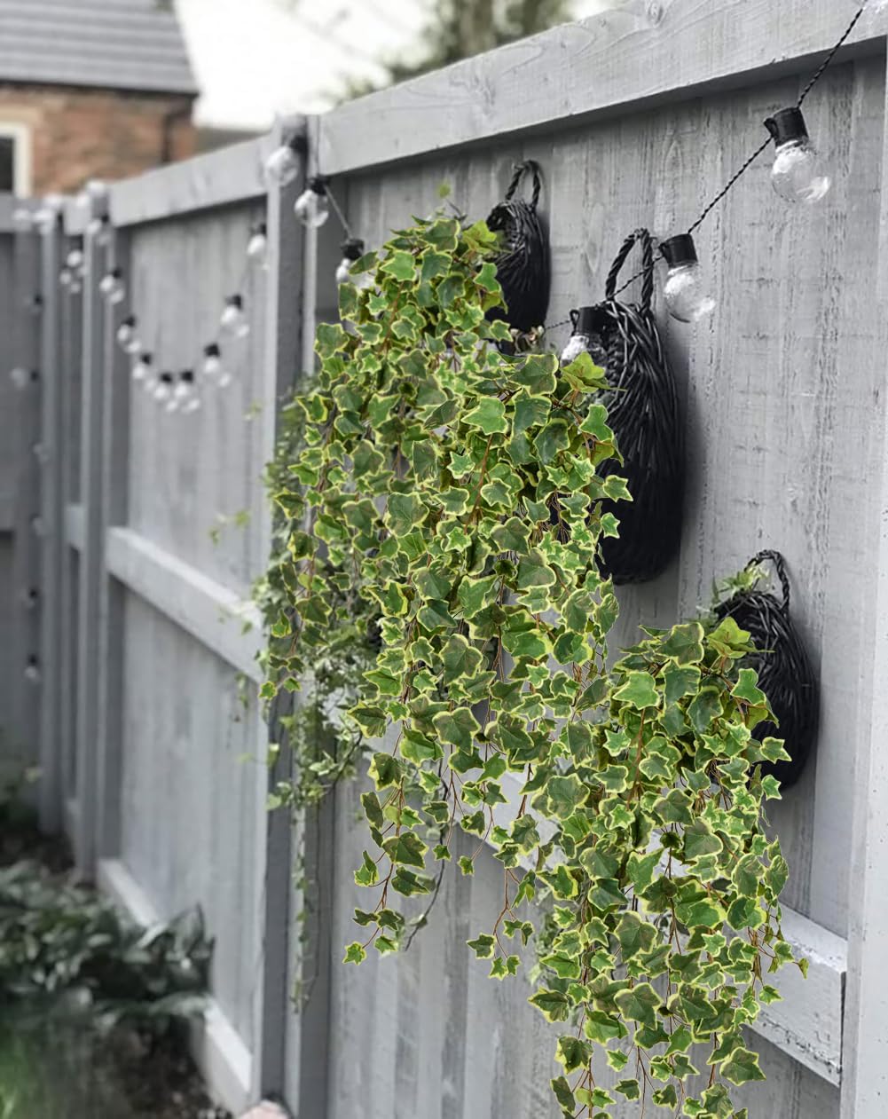 Hollyone Artificial Hanging Plants 35.4" Fake Ivy Vine Faux Ivy Leaves Fire and UV Resistant Hanging Plant Wall Greenery for House Room Patio Indoor Outdoor Home Shelf Office Wedding Decor