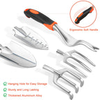 Garden Tools Set, 8 Piece Gardening Tools Set with Non Slip Ergonomic Handle, Heavy Duty Garden Tool Set with Storage Bag, Gardening Kit for Women, Garden Hand Tools Gift for Women and Men, Orange