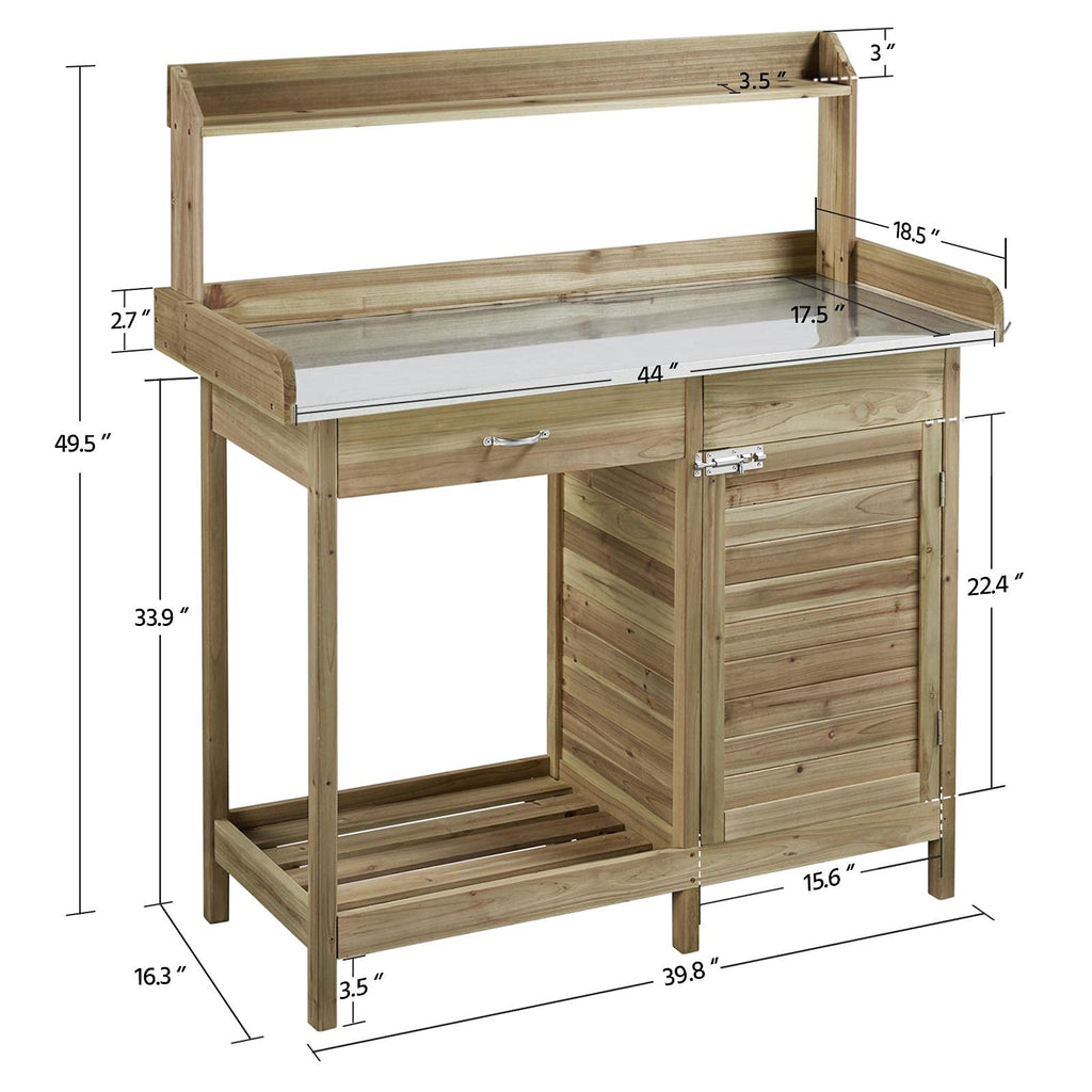 Yaheetech Potting Bench Outdoor Potting Table with Storage,Light Green