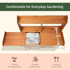 OOOK Potting Bench, Nordic Scots Pine Potting Table with Sink and Storage Shelves, Garden Bench, Workstation for Outside Patio Lawn, Wooden Garden Work Station