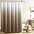 Naturoom Brown Shower Curtain, Light Brown Bath Curtains for Bathroom, Ombre Linen Textured Shower Drape - Hotel Style, Tones Cloth Bath Curtain Set with 12 Hooks, 72" x 72"