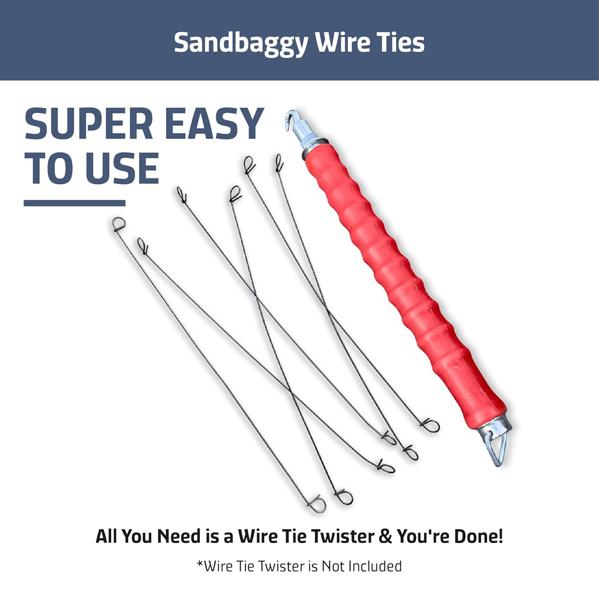 Sandbaggy Double Loop Rebar Wire Bar Ties | 16 Gauge | Made of Industrial Grade Wire | Great for Securing Rebar, Sandbags & More | Extra Long Length (12 Inch Length, Pack of 5000)