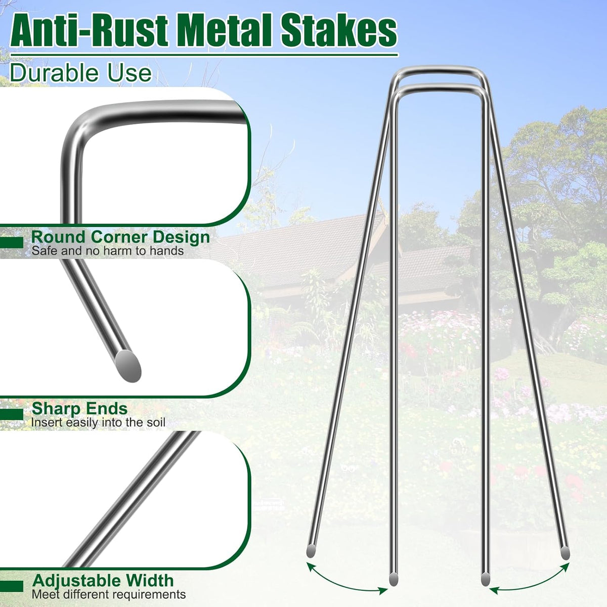 12 Inch 11 Gauge Galvanized Landscape Staples Stakes for Decoration, 25/100/200pcs Garden Metal Stakes for Weed Barrier Fabric, Fence Stakes, Tent Stakes (12in, 25pcs)