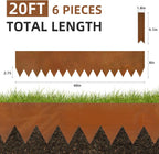 Weathering Steel Edging 6 Pack 40" L x 8" H Depth Corten Steel Landscape Edging Kit Rust Patina Finish, 20ft Total Metal Edging for Landscaping, Metal Garden Border & Lawn Edging