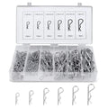 Boatsea Cotter Pin Assortment Kit, 150PCS 6 Sizes Hair Pin R Clips Assortment Kit, Zinc Plated Spring Steel Hairpin R Clips, Retaining Hair Pin for use on Hitch Pin Lock System