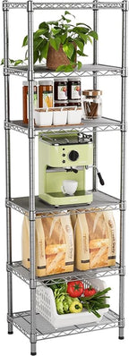 Small 5 tire Shelves Storage Wire Shelving Unit Metal Shelf Adjustable Organizers Storage Shelving for Bathroom Laundry Room Kitchen Pantry10”D x 16”W x 60.2”H Silver