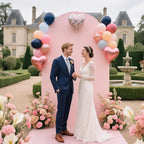 Ledido Wedding Arch Backdrop Cover 7.2FT Arch Covers Fitted Stretchy Spandex Round Top Stand Backdrop Cover for Wedding Banquet Ceremony Birthday Party Baby Shower Event Decoration,Pink