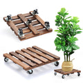 2 Pack Plant Stand with Wheels, 12" Rolling Plant Stand 264 LBS Heavy Duty Wooden Square Plant Caddy with Metal 360° Lockable Caster Wheels for Outdoor Indoor Large Plant Pots, Flower Pot, Patio