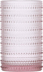 Fortessa Jupiter Beaded Hobnail Glass, 13 Ounce Iced Beverage (Set of 4), Pink