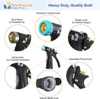 Industrial Hot/Cold Water Jet Hose Nozzle 500012 with Threaded Tip, Rear Trigger and Comfort Grip by New England Garden Tools for Cleaning Kitchens & Work Sites, Watering Plants & Yards, Washing Cars