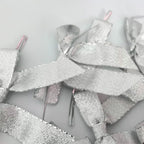 50pcs 2-1/2" Metallic Satin Silver Bows for Crafts Pretaied Christmas Bows with Twist Ties Hot Cut Tails for Christmas Decoration (Silver)