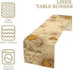 Vintage Bee Table Runner, Rustic Retro Wildflowers Print Home Farmhouse Table Cover for Party Indoor Outdoor Decoration Kitchen Dining Table Decor, 13x120inch