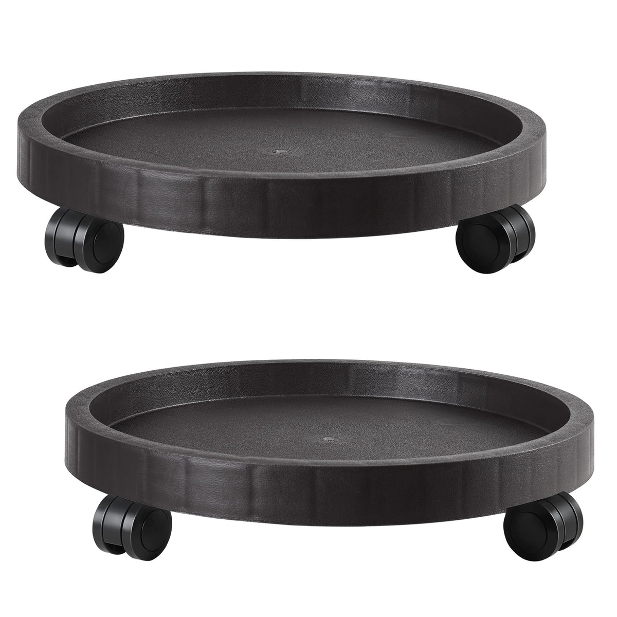 2 Pack of 14.2 Inch Planter Caddies Rolling Saucer Caddy with Wheels, Heavy Duty Wheeled Stand for Potted Plant, Round Coaster Roller Base Tray with Casters, Flower Pot Dolly Holder for Indoor Outdoor