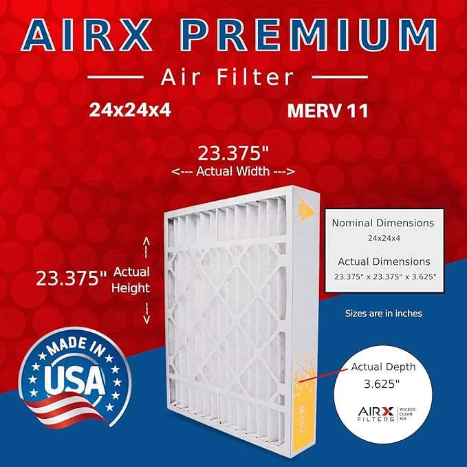 AIRX FILTERS WICKED CLEAN AIR. 24x24x4 Air Filter MERV 11 Electrostatic Pleated Air Conditioner Filter 6 Pack HVAC AC Furnace Filters
