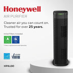 Honeywell HEPA Air Purifier for Home, 990 Ft² Rooms in 1 hour, Auto Mode, Air Quality Indicator, Reduces Dust, Pollen, Pet Dander, All Smoke Types, Odors, Black, HPA180B