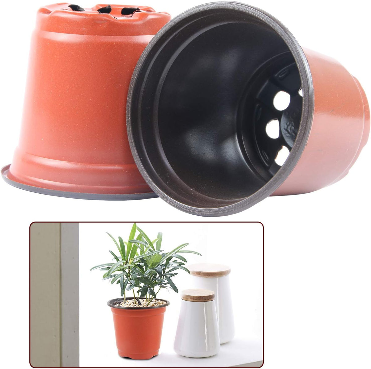 Augshy 150 Pcs 4" Plastic Plants Nursery Pot, Seed Starting Pots for Succulent Seedling Cutting Transplanting