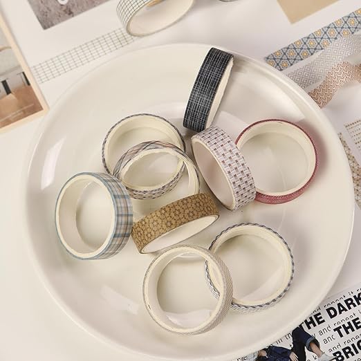 YUBBAEX 60 Rolls Value Washi Tape Pack Retro Arts Masking Tape Basic Patterns Decorative for DIY Crafts, Bullet Journal Supplies, Planners, Scrapbook, Card/Gift Wrapping (Basic Geometry)