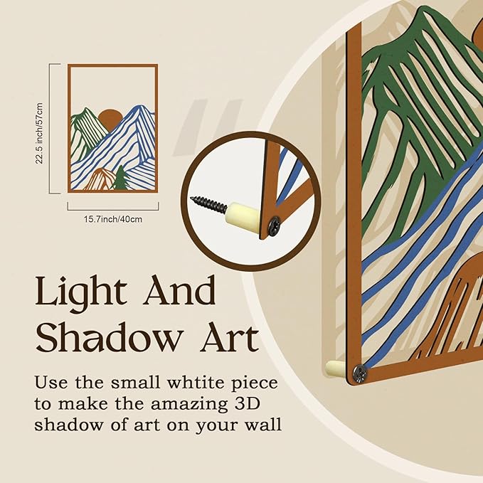 Glamativity 4 Pcs Colorful And Black Double-Sided Abstract Mountain Metal Wall Art , Mountain Line Art Décor, 3D Textured Minimalist Wall Decor, Rustic Nature Wall Décor for Living Room Bedroom Study (L Size 22.5x15.7'')