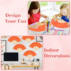 12 Pieces Orange Hand Held Bamboo Folding Fans Paper Fans Handheld for Women Foldable Girls Wedding DIY Decoration Church Home Party Favors Summer