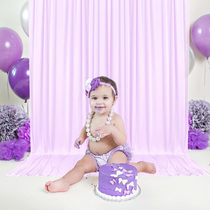 2 Panels Light Purple Backdrop Curtain, 10 x 7 Feet Background Curtains for Parties, Weddings, Baby Showers, Bachelorette Halloween, Christmas Birthday Party Photoshoot Backdrop Curtains Decorations