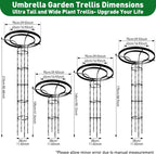 6.89FT Mushroom Top Obelisk Trellis for Outdoor Climbing Plants, Rustproof PE-Coated Metal Poles Support, Decorative Garden Trellis for Climbing Rose, Wisteria, Black