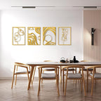 Art3d Metal Wall Art, Set of 4 Black Wall Decor for Living Room Bedroom Hallway Dining Room, Line Art Wall Décor, Life and Romance Story theme Minimalist Wall Art Style
