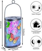 Hanging Solar Lantern Outdoor Waterproof LED Solar Lights Butterfly Decorative Lanterns Tabletop Lamp for Outdoor Patio Garden Yard Decor