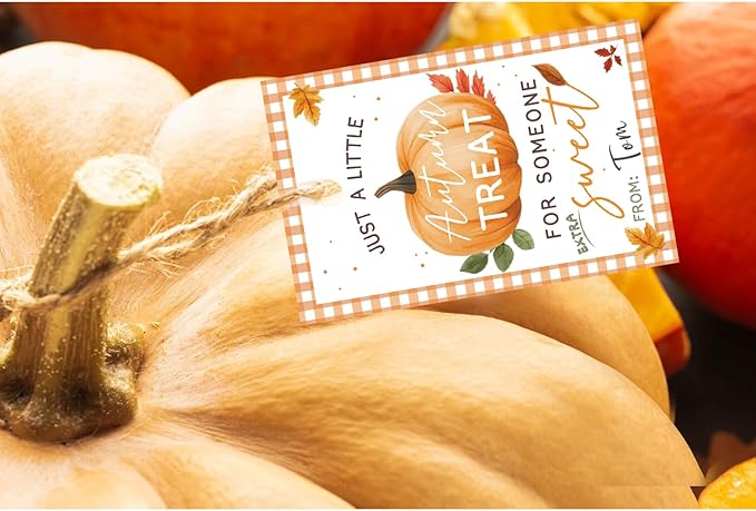 50pcs Thanksgiving Gift Tags with String, Autumn Pumpkin Thank You Tags for Birthday and Baby Shower Party Favors Decoration(Pumpkin)