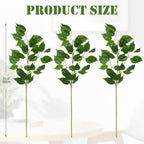 Ficus Leaves Artificial Branches 35.4" Faux Ficus Tree Branches Fake Greenery Plant Spray for Tree DIY Arch Wedding Bouquet Wreath Wall Decor - 3PCS