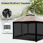 OLILAWN Gazebo Universal Replacement Mosquito Netting, 10' x 10' Outdoor Canopy Net Screen 4-Panel Sidewall Curtain, with Zippers, Easy to Install, Fit for Most Gazebo 10x10 Canopy, Black