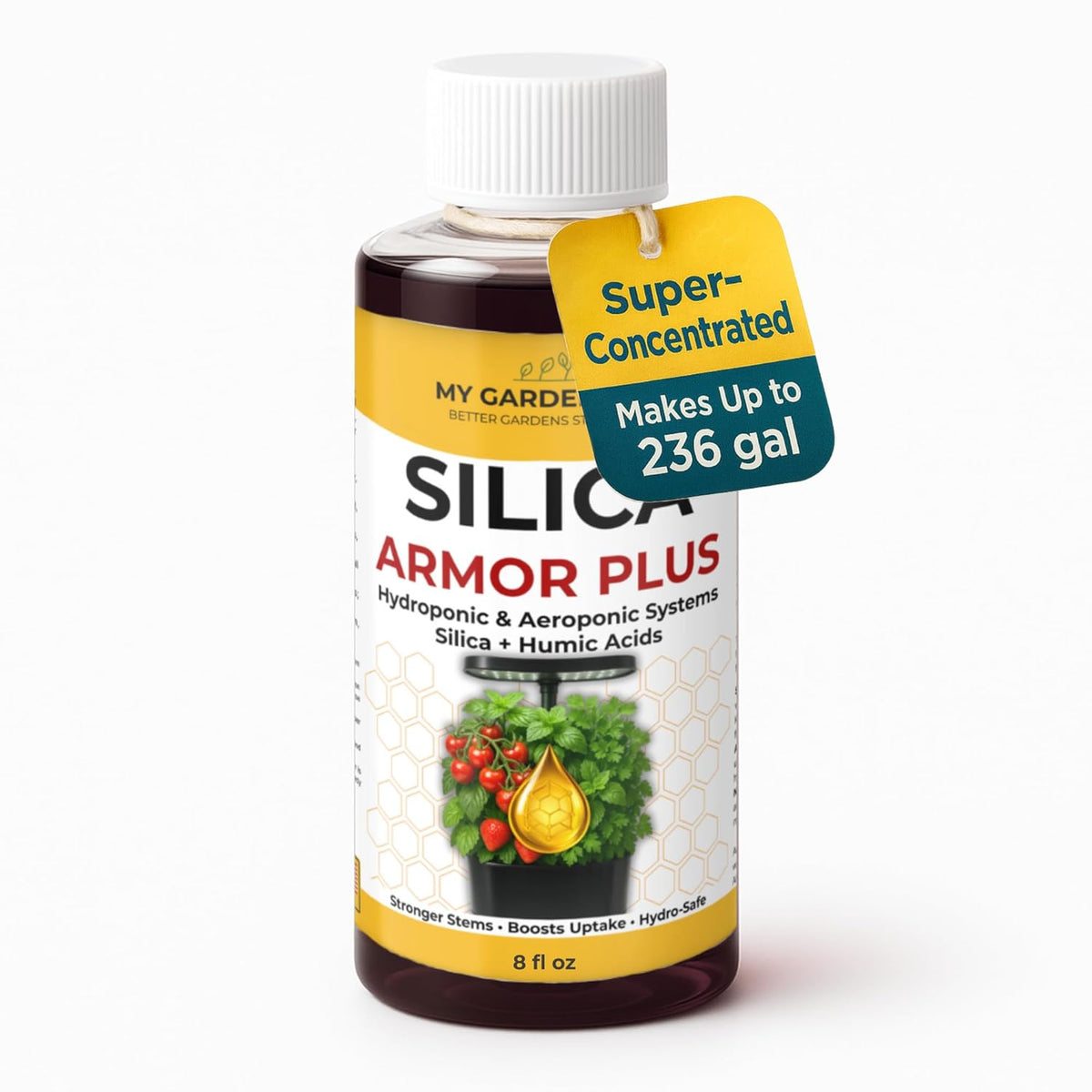 Silica for Plants with Humic Acid, Hydroponic & Aeroponic Fertilizer 0-0-4 – Stronger Stems, Boosts Uptake, Hydro-Safe Nutrients (8 OZ)