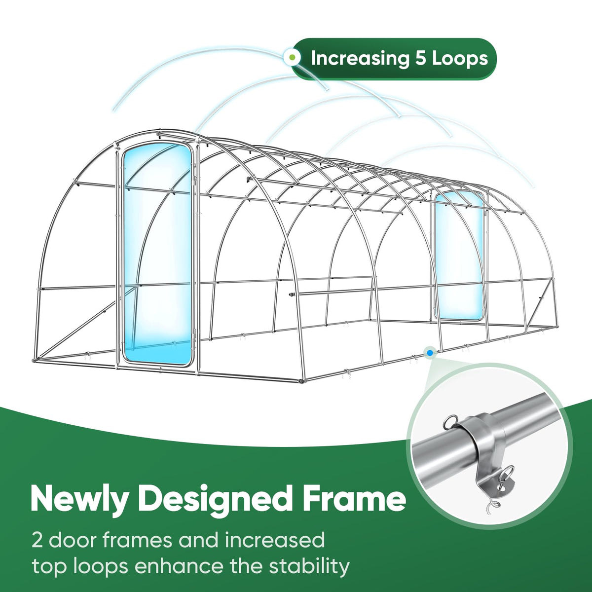 Quictent 25x10x6.6 FT Premium Greenhouse for Outdoors with 2 Door Frames