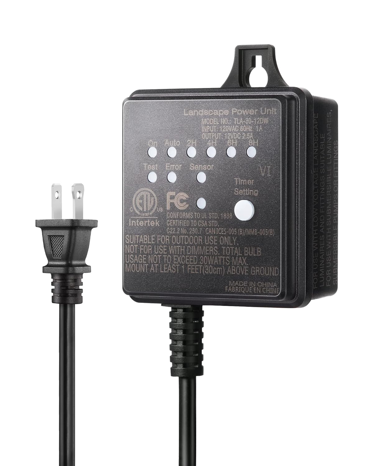 DEWENWILS 30W Outdoor Low Voltage Transformer with Timer and Photocell Light Sensor, 12V DC, ETL Listed