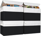 Large 22 Quart Linen Fabric Foldable Storage Bin Cube Organizer Basket with Flip-Top Lid & Handles, Clothes Blanket Box for Home, Office, Closet, Black & White, 4 Pack 14.6 x 9.5 x 9.5
