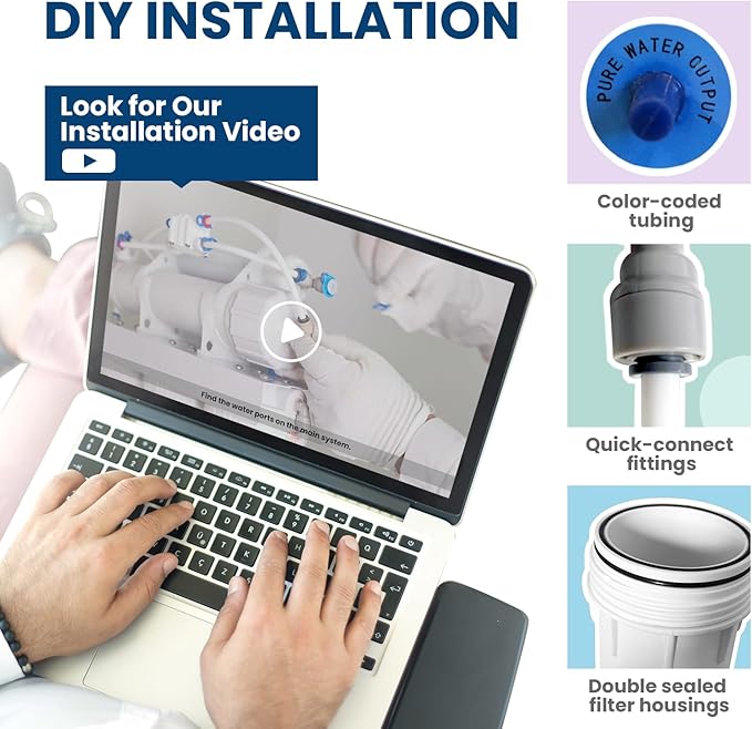 COMFEE’ 5-Stage Reverse Osmosis System, NSF Certified Water Filter for Under Sink, Easy DIY Installation, Ultra Safe Drinking Water Filtration System, Leak-Free RO System, Quiet Operation, 75 GPD