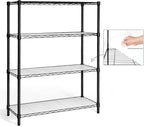 CAPHAUS NSF Adjustable Height Wire Shelving Unit w/Liner, Basement Storage Shelving, Metal Steel Storage Shelves, Garage Shelving Storage Organizer, Utility Shelf, 4-Tier No Wheels W/Liners, Black