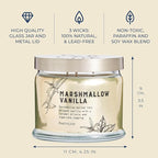 PartyLite Marshmallow Vanilla Scented with Caramel & Sugarcane Notes, 13.2oz 3-Wick Jar Candle, 45 Hour Burn Time, Luxurious Fragrance, Ideal for Gifting