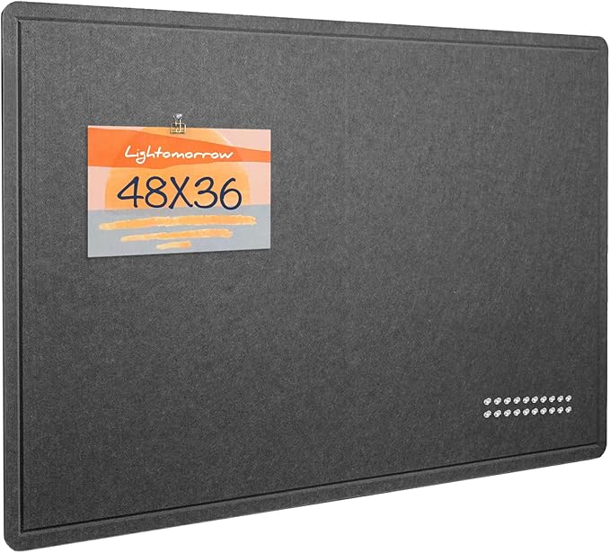 Large Bulletin Board - 48 x 36 Inches, Decorative Felt Pin Board for Wall - 4' x 3' Foldable Photo Display Board with Self-Adhesive Tape, Includes 20 Push Pins - Dark Gray